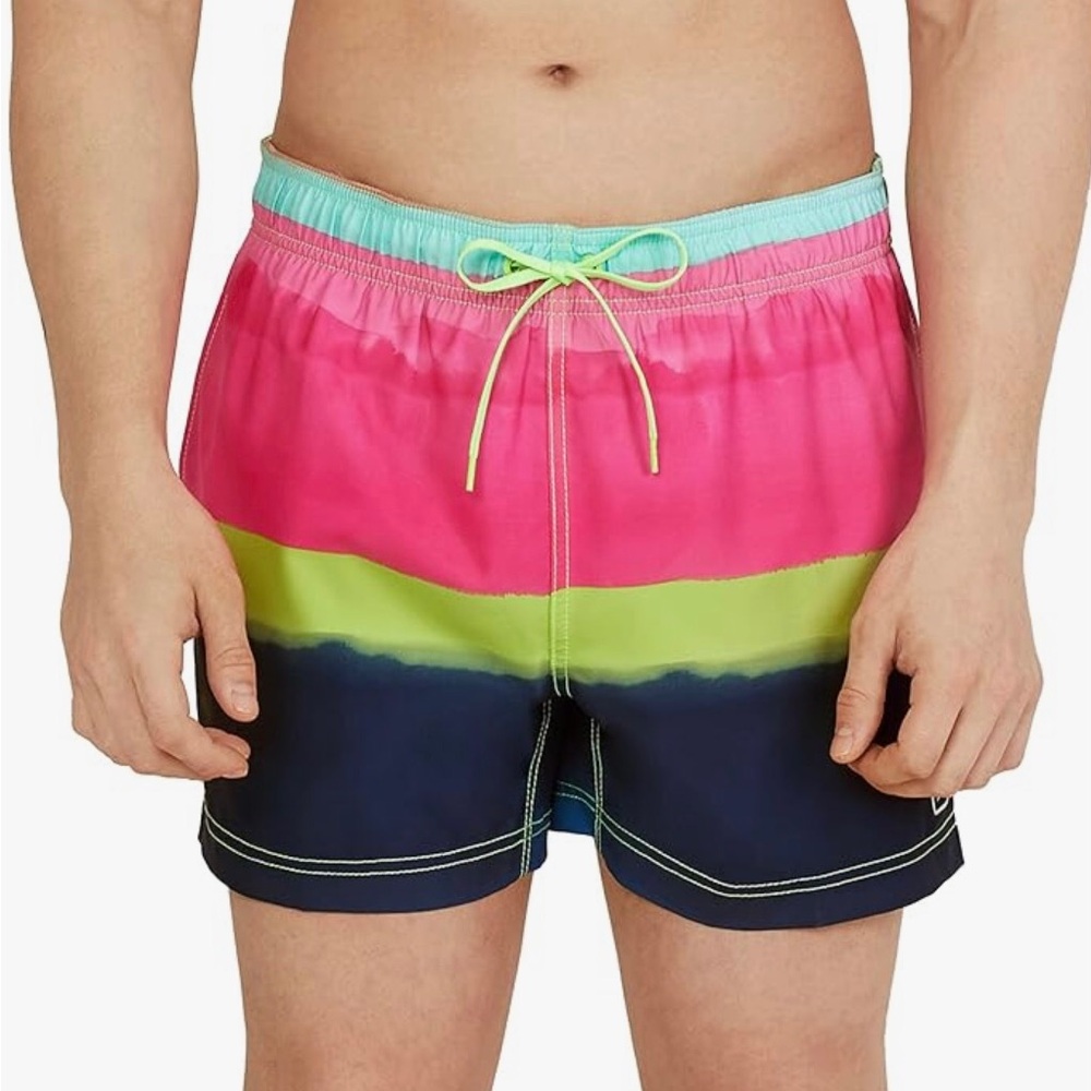 Speedo Men's Swim Trunk Short Length Redondo Striped Small
